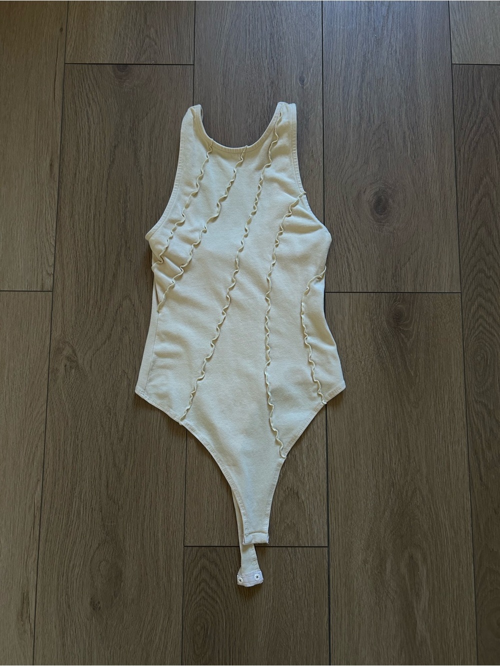 ASOS DESIGN exposed seam racer bodysuit in stone
